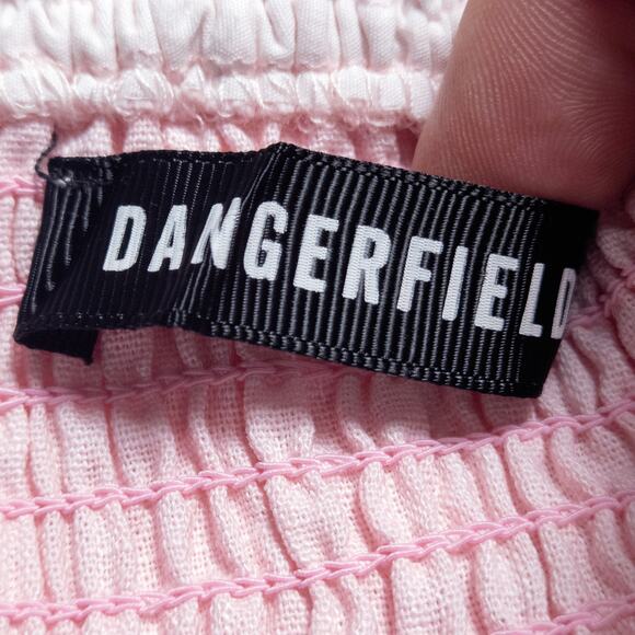 Dangerfield Women’s Top  Pink Embroidered Bear Cottagecore Kitsch Crop Top Sz 20 - Picture 7 of 8